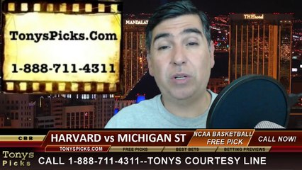 Michigan St Spartans vs. Harvard Crimson Pick Prediction NCAA College Basketball Odds Preview 3-22-2014