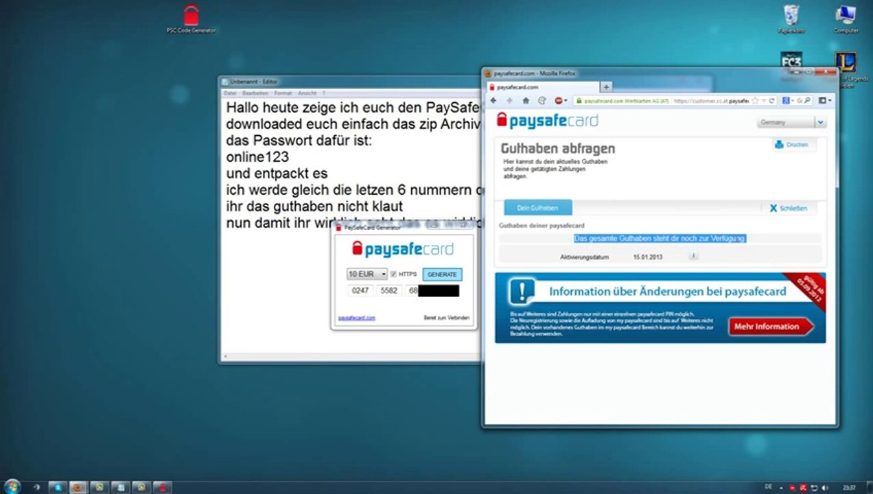 Paysafecard Code Generator 2013 German [Neue Version]