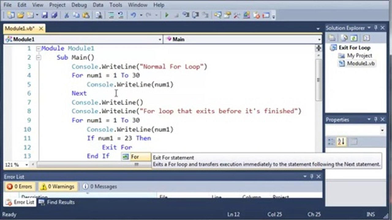 028 - Exiting For Loop vb.net