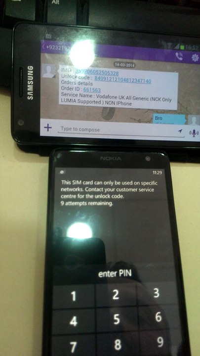 lumia 625 code not working