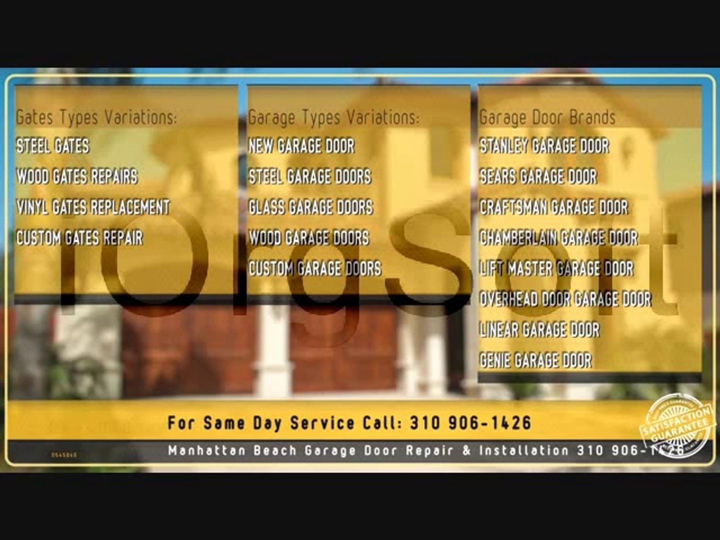 Garage Door Repair Installation Manhattan Beach 310 906 1426