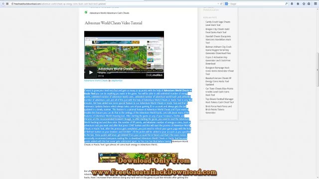 Adventure World Cheats Coins Cash Hack Tool (2014 Update)