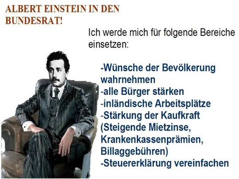 Der achte Bundesrat - Albert Einstein - Kandidatur als Vorsteher des Departements fürs Volk #Blick8BR