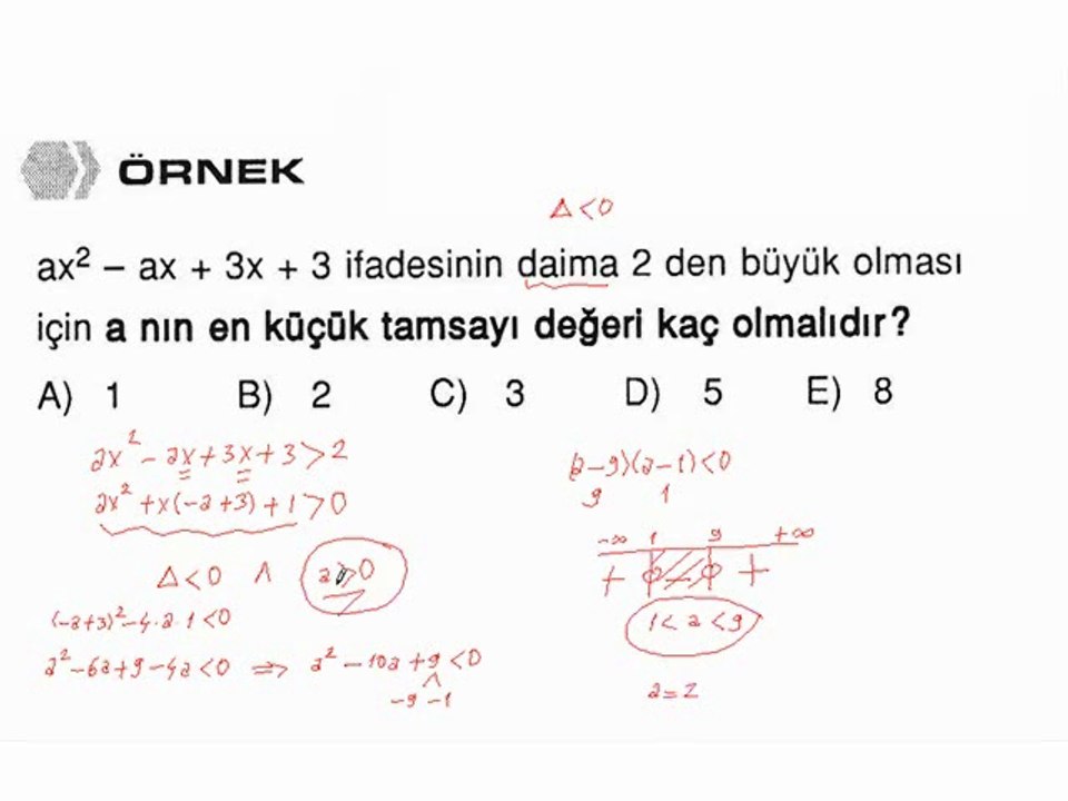 3) Birinci ve İkinci Dereceden Bir Bilinmeyenli Eşitsizlikler-3