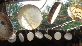 MAKING HAND DRUMS at INDIAN VILLAGE CAMP with Buckets of Rain by Bob Dylan
