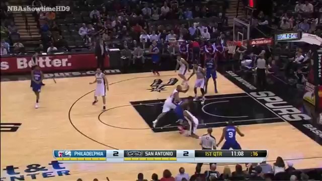 Manu Ginobili Misses the Dunk Sixers vs Spurs March 24, 2014 NBA 2013-2014 Season