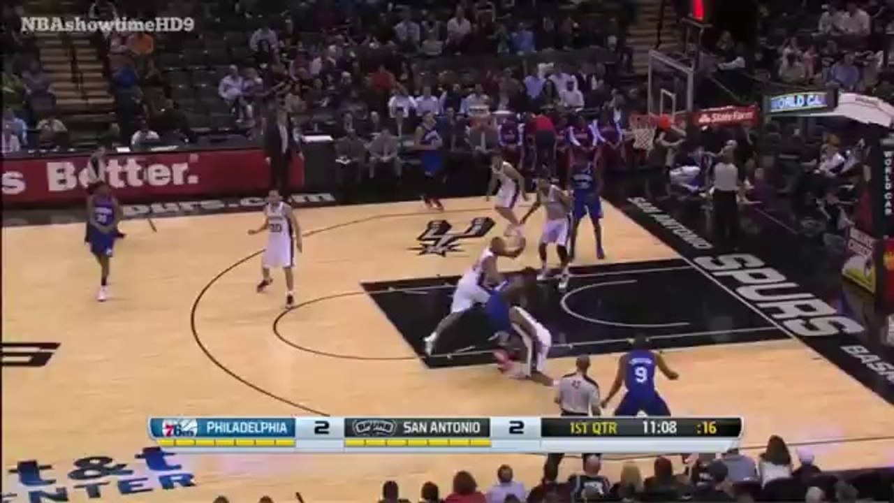 Manu Ginobili Misses the Dunk   Sixers vs Spurs   March 24, 2014   NBA 2013-2014 Season