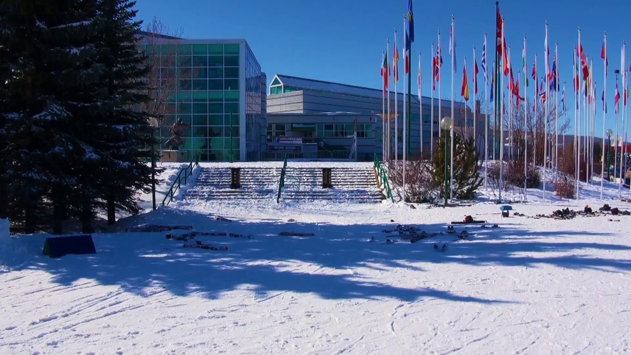 Skiing the Olympic Park in Calgary.
