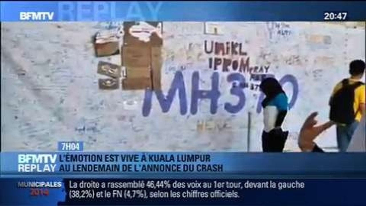 BFMTV Replay: Kuala Lumpur: l'émotion est très vive au lendemain de l'annonce du crash du vol MH370 - 25/03