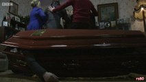 Nick Cotton's coffin is knocked to the floor