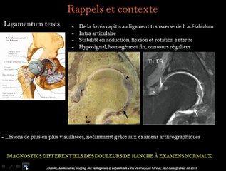 Points clés des lésions du ligament rond de la hanche