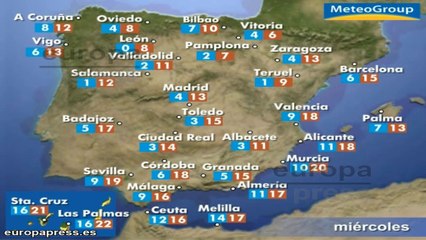 Previsión del tiempo para este miércoles 26 de marzo