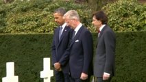 Obama honors American soldiers at Belgian World War One battlefield