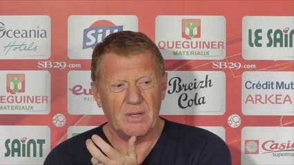 Alex Dupont en conférence de presse avant le match Brest-Le Havre / J30