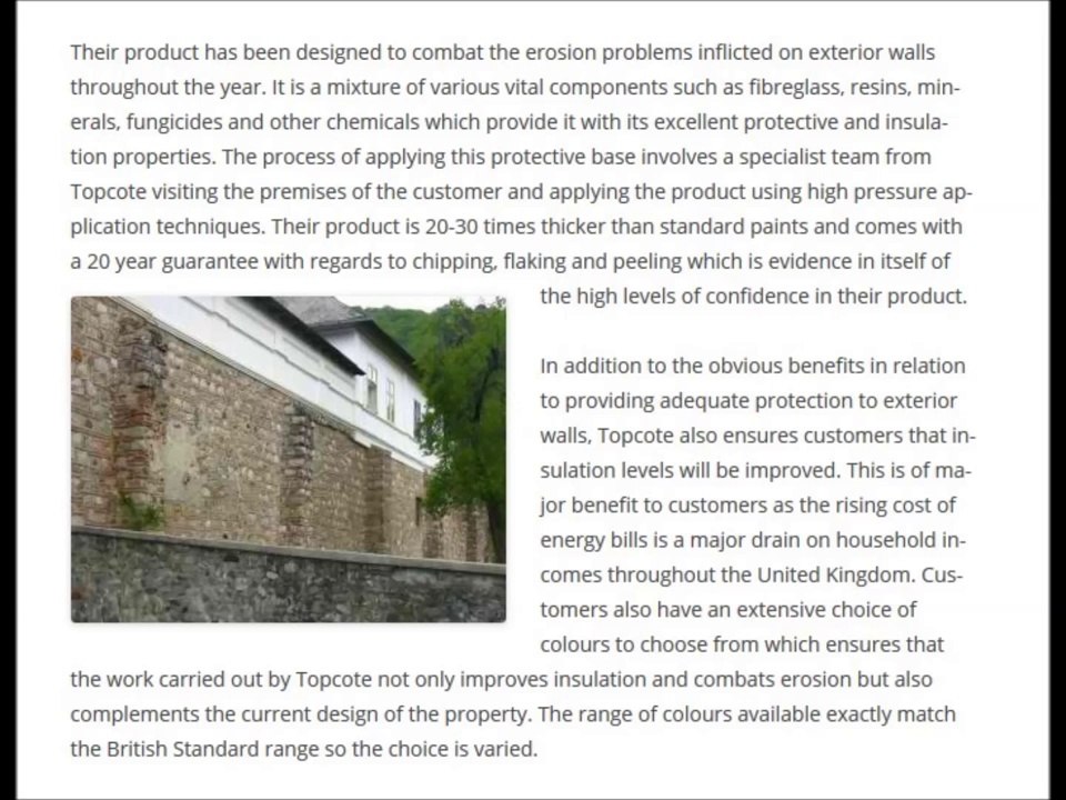 Topcote -- Providing a solution to exterior erosion problems