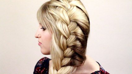 Свободная французская коса на одну сторону. French braid on one head side