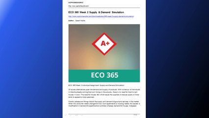 eco 365 week 2 supply demand simulation
