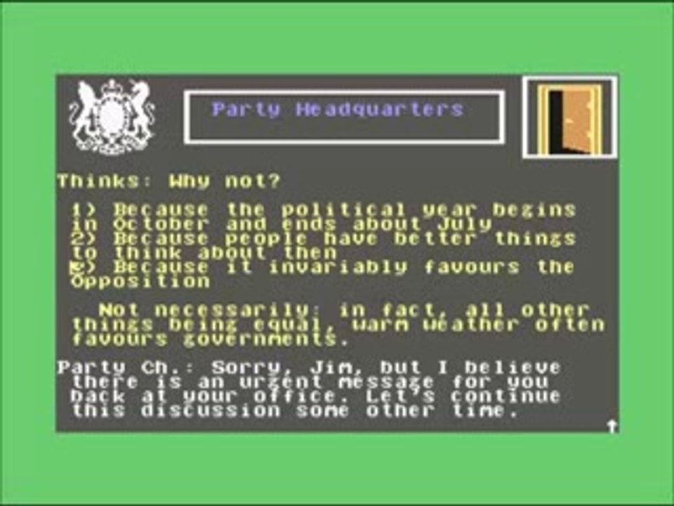 YES PRIME MINSTER Commodore 64
