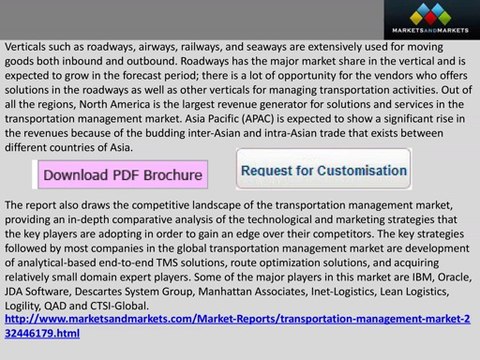 Transportation Management Market worth $14.85 Billion by 2019