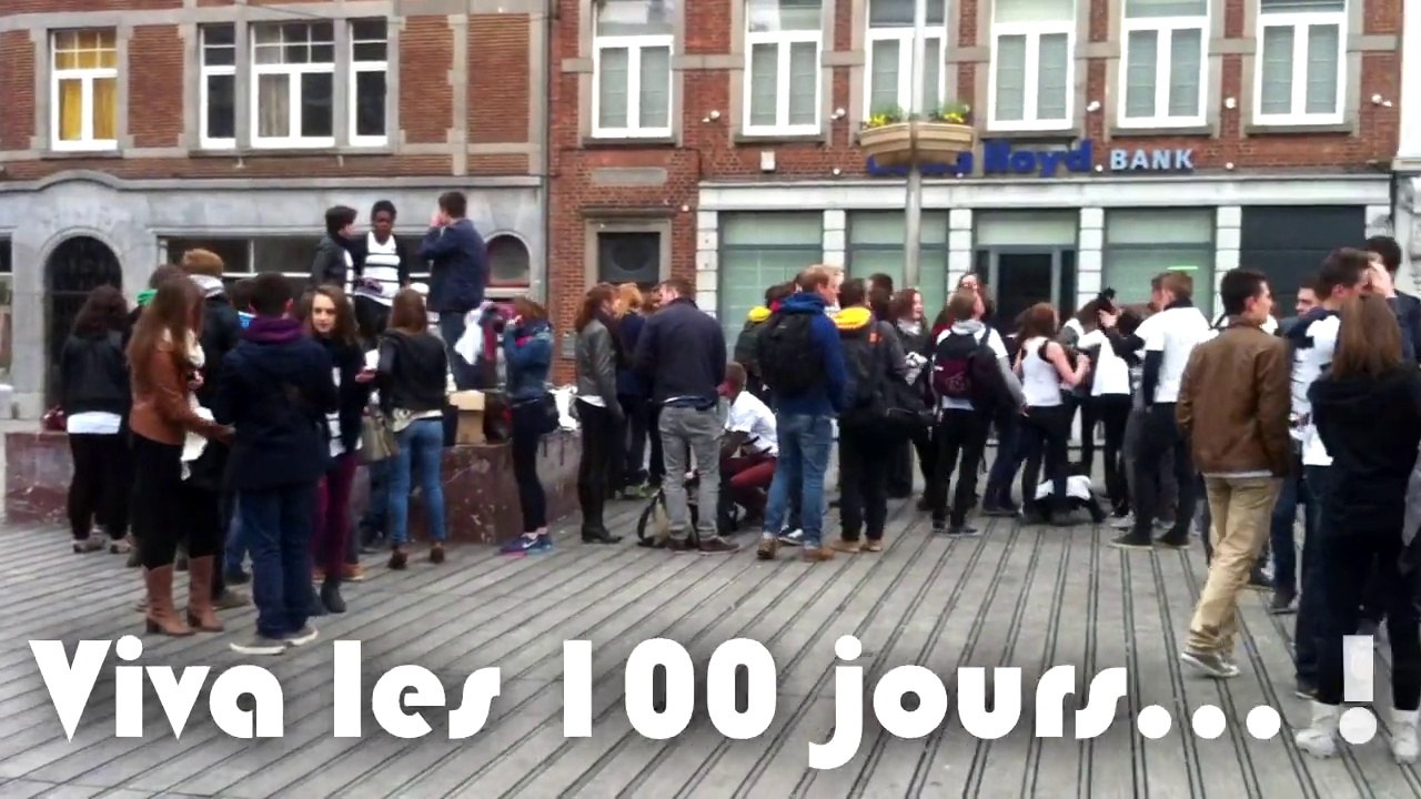 "Viva les 100 jours...!" - Institut Saint-Louis Namur (27/03/2014) // Action symboliquedes rhétos de Saint-Louis