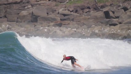 Chris Zaffis surfing at Angourie Point