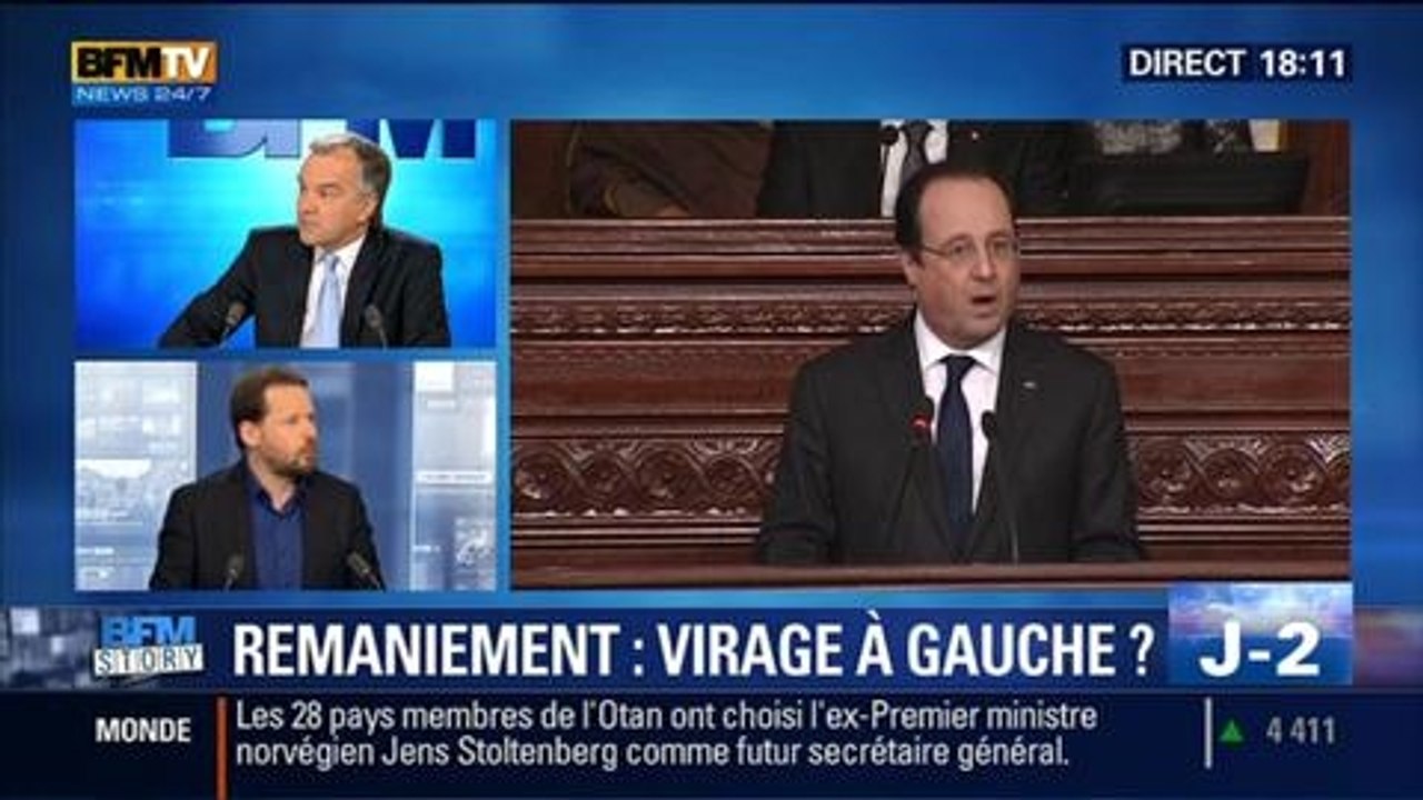  BFM Story: Remaniement du gouvernement : François Delapierre estime que François Hollande doit prendre un "virage à gauche"- 28/03