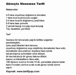 Güveçte Menemen Tarifi