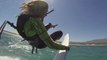 Cynthia kitesurfing strapless in Baja Caflifornia