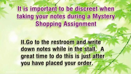 MYSTERY SHOPPING NOTE TAKING TIPS