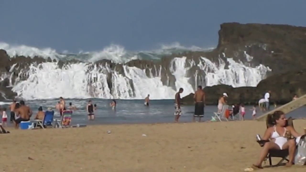 Massive Wave at Playa Puerto Nuevo in Vega Baja, Puerto Rico