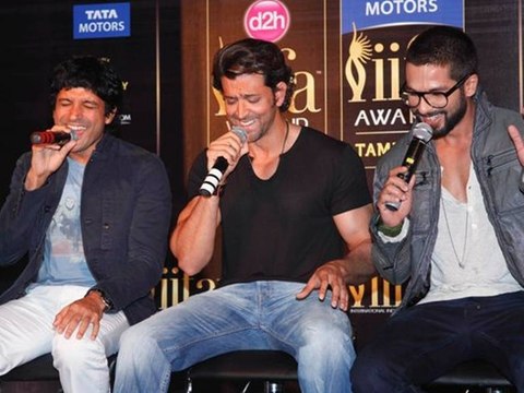 Hrithik Roshan, Farhan Akhtar, Shahid Kapoor at IIFA Press Conference