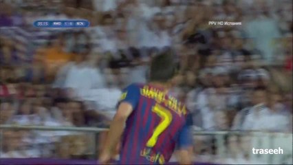 David Villa Amazing goal vs. Real Madrid Supercopa de Espana 2011