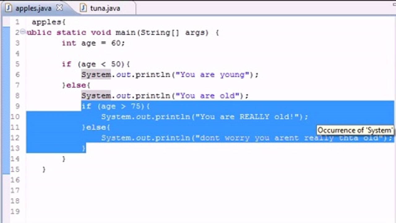 Java Level 1 Tutorial - 18 - Nested if Statements