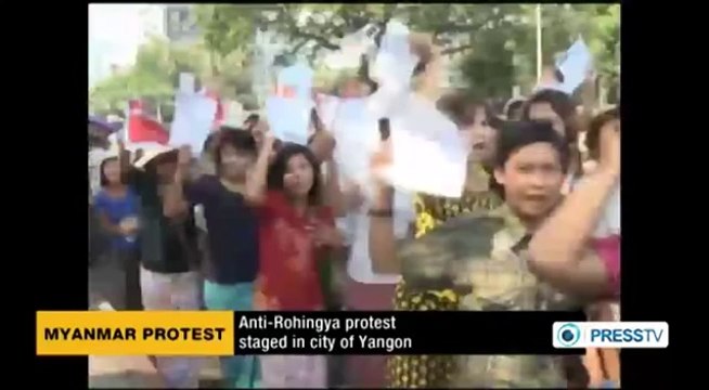 عقد إحتجاج في ميانمار ضد مسلمين الروهنجيا -PressTV Protest held in Myanmar against Rohingya Muslims