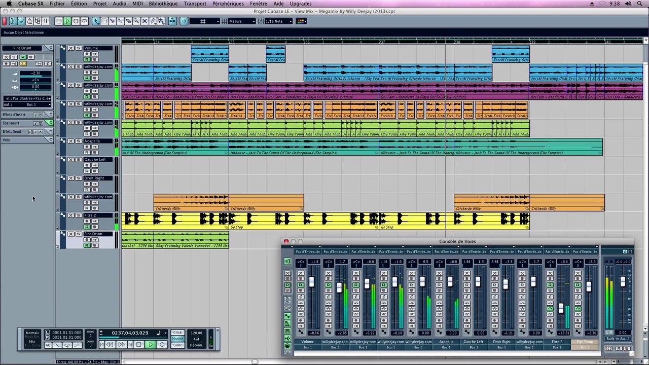 View Mix - Megamix By Willy Deejay Cubase SX 1 Mac OSX (HD) Steinberg
