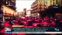 Empleados de Cocacola en España marchan contra despidos de compañeros