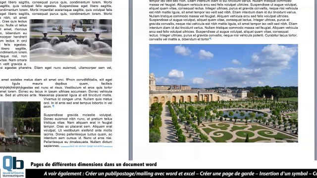 Comment obtenir des pages de tailles différentes sous word
