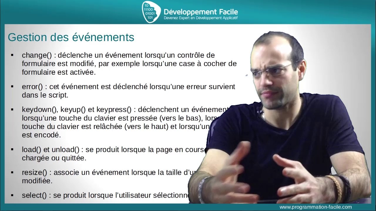 La technique pour ecouter les evenements avec le  framework jquery