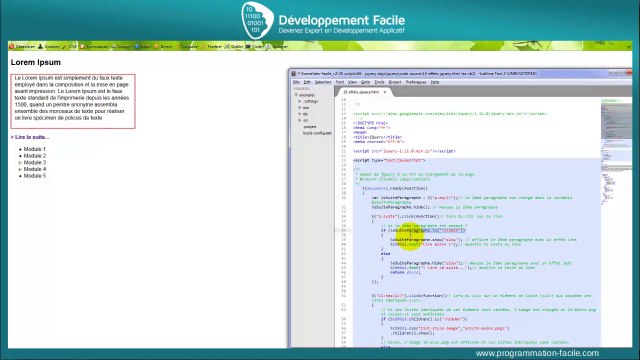 Comment ajouter des effets des animations avec le framework jquery
