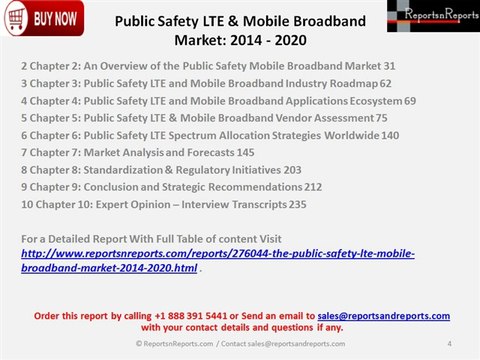 Public Safety LTE & Mobile Broadband Market Following a CAGR of nearly 60 percent by 2020