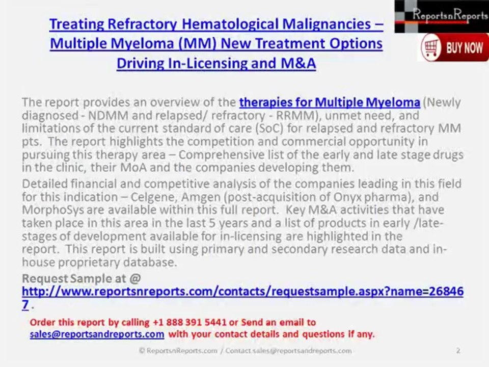 Treating Refractory Hematological Malignancies Therapeutic Industry Detailed financial and competitive analysis