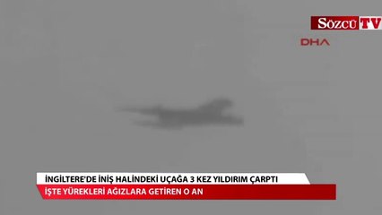 Havada üç kez yıldırım çarptı