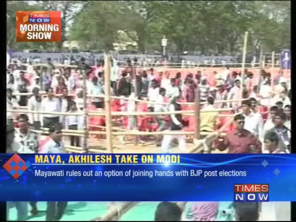 Maya, Akhilesh target Modi