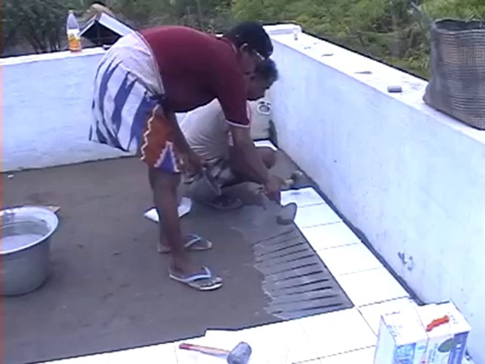 5 STEP V  TILE FIXING on MORTAR by USING WATER PROOF SLURRY