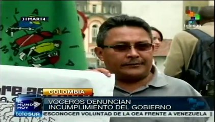 Movimiento agrario colombiano pide al Estado cumpla acuerdos