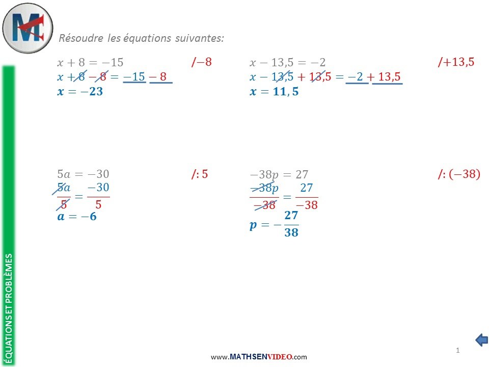 Exercice: Équations de base