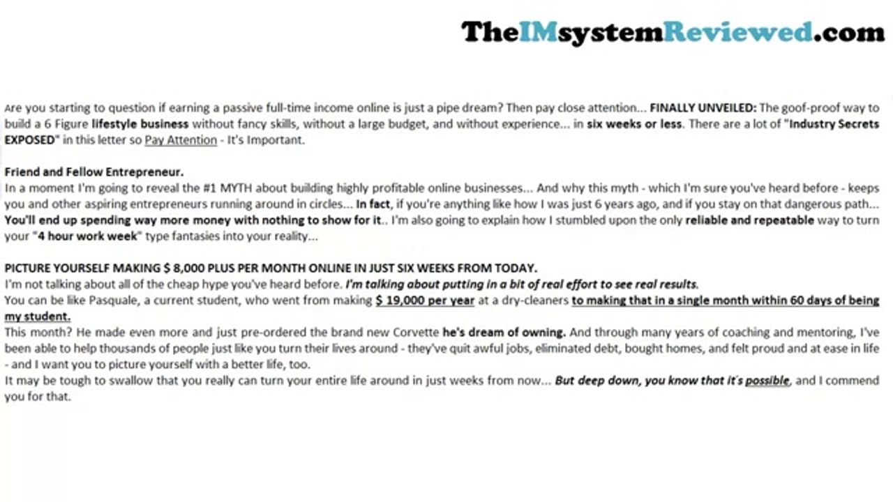 Want The IM System REVIEW Let me Read It For You Secret Revealed About The IM System By ken ster
