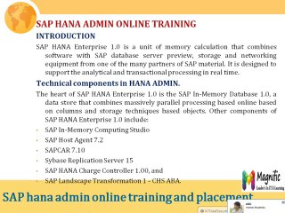 Sap HANA ADMIN experts online training % HANA ADMINCLASSES-certification in CANADA