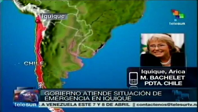 Pdta. Michelle Bachelet llega a la zona del terremoto en Chile