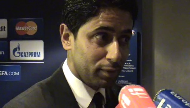 Le Président Nasser Al Khelaifi en zone mixte après PSG-Chelsea (3-1)